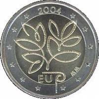(001) Монета Финляндия 2004 год 2 евро "Расширение Евросоюза"  Биметалл  VF